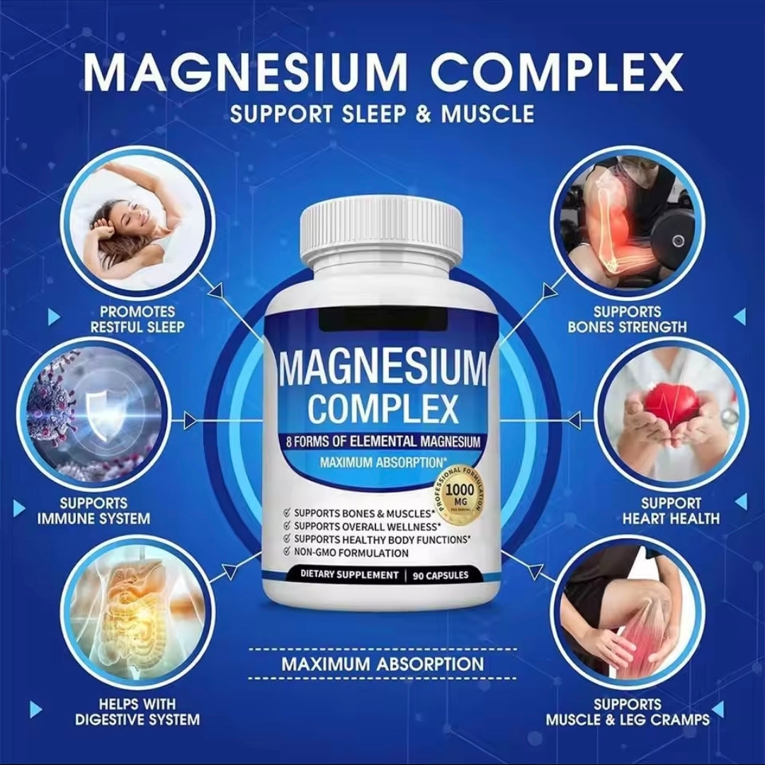 Magnesium Complex Capsules - Bone, Muscle & Heart Health Supplement, Sleep Support, Muscle Relaxation, Stress & Anxiety Relief