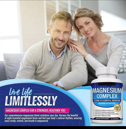 Magnesium Complex Capsules - Bone, Muscle & Heart Health Supplement, Sleep Support, Muscle Relaxation, Stress & Anxiety Relief