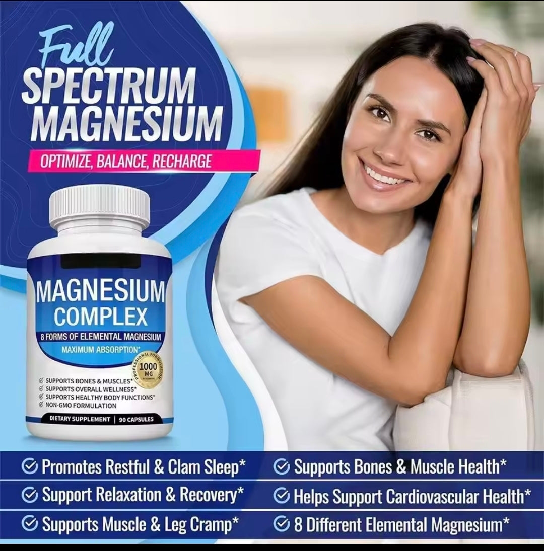 Magnesium Complex Capsules - Bone, Muscle & Heart Health Supplement, Sleep Support, Muscle Relaxation, Stress & Anxiety Relief