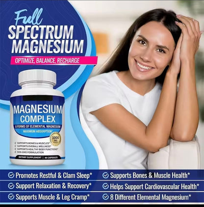 Magnesium Complex Capsules - Bone, Muscle & Heart Health Supplement, Sleep Support, Muscle Relaxation, Stress & Anxiety Relief