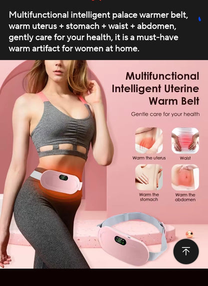 Electric Period Cramp Massager Vibrating Heating Belt for Menstrual Waist Stomach Abdominal Warm Palace Belt