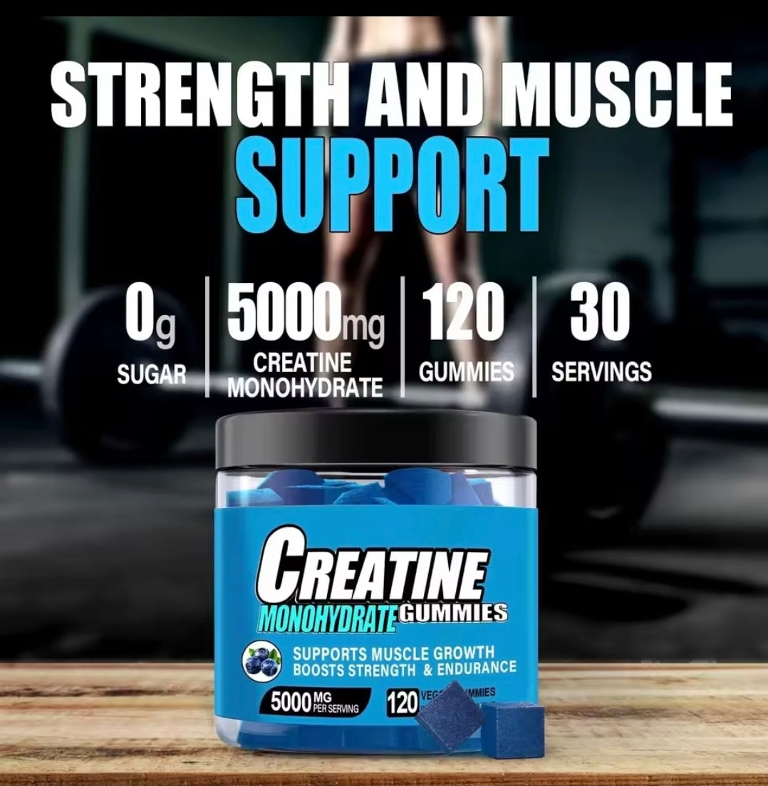 Creatine Monohydrate Gummies 500Omg for Men & Women, 120 CT Chewable for Muscle Support, Energy Boost