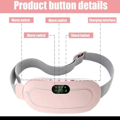 Electric Period Cramp Massager Vibrating Heating Belt for Menstrual Waist Stomach Abdominal Warm Palace Belt