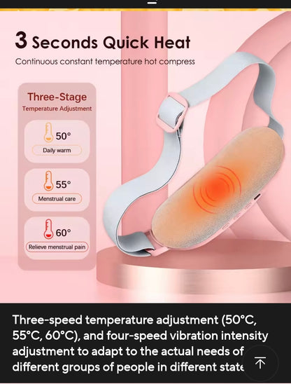 Electric Period Cramp Massager Vibrating Heating Belt for Menstrual Waist Stomach Abdominal Warm Palace Belt