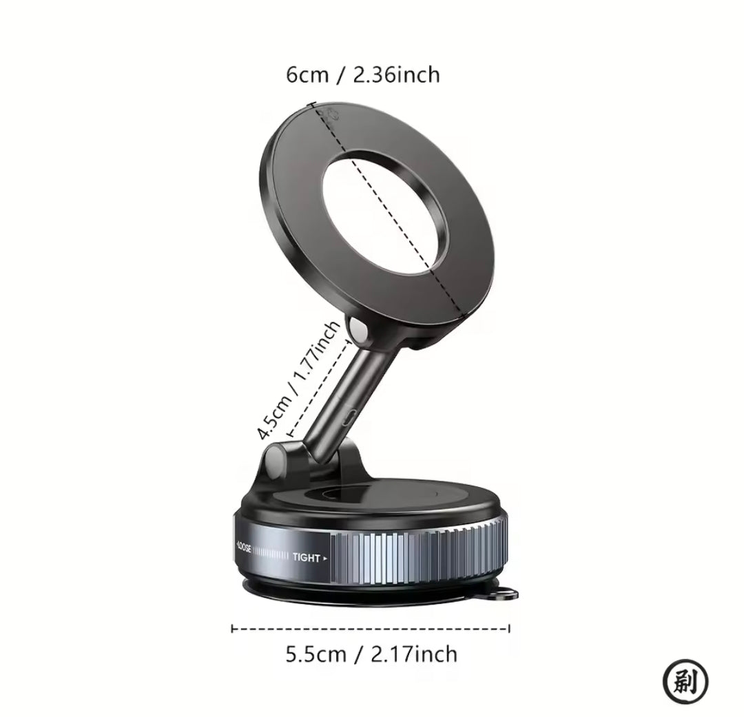 Strong Magnetic Car Phone Holder Foldable Design 360° Adjustable Vacuum Mount for Car/Desk/ Bathroom/Universal Use