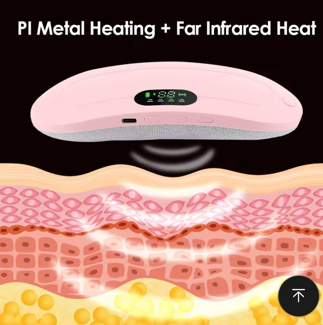 Electric Period Cramp Massager Vibrating Heating Belt for Menstrual Waist Stomach Abdominal Warm Palace Belt